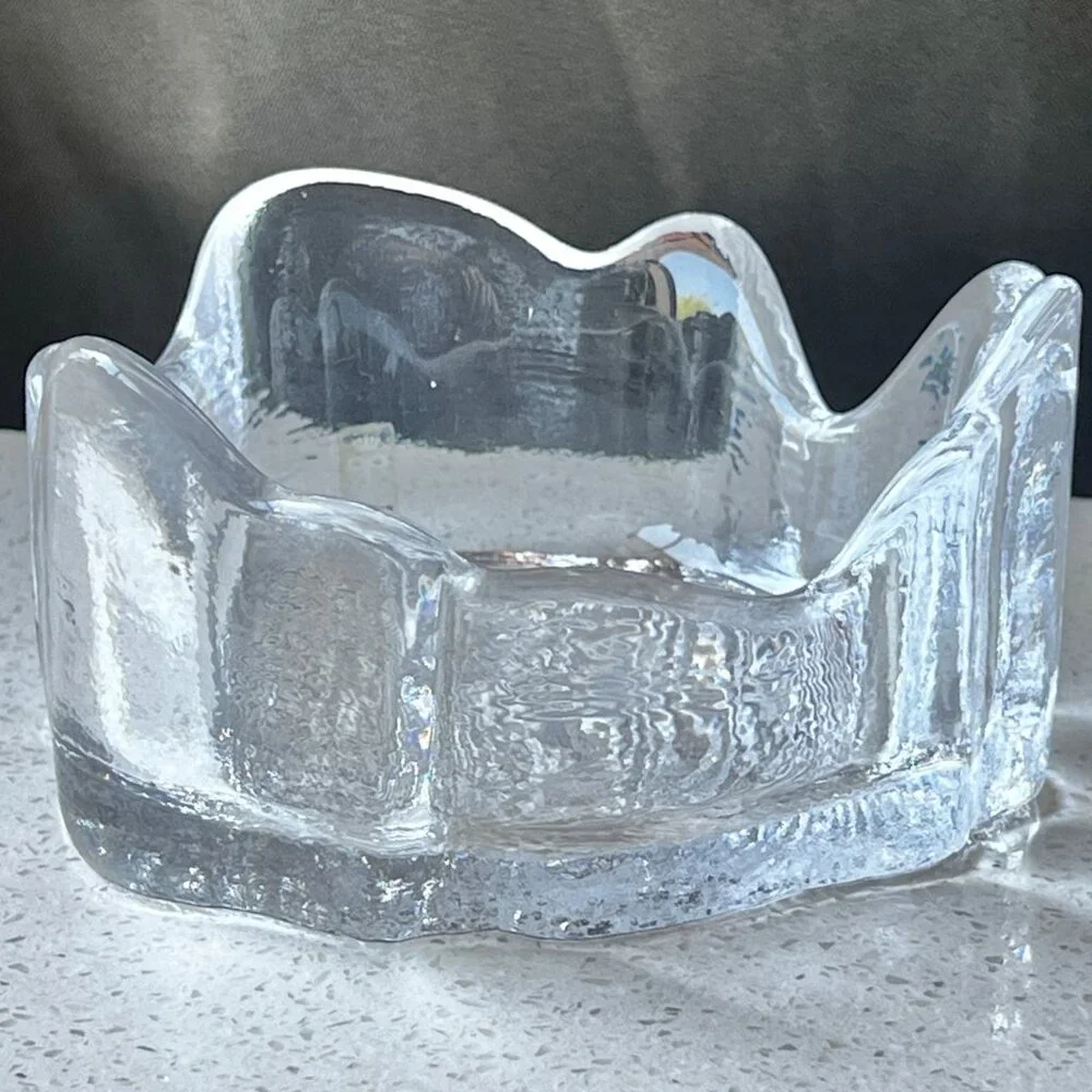 Skruf Crystal Bengt Edenfalk Tree Trunk Trinket Dish MCM Woodstock Coll. Sweden